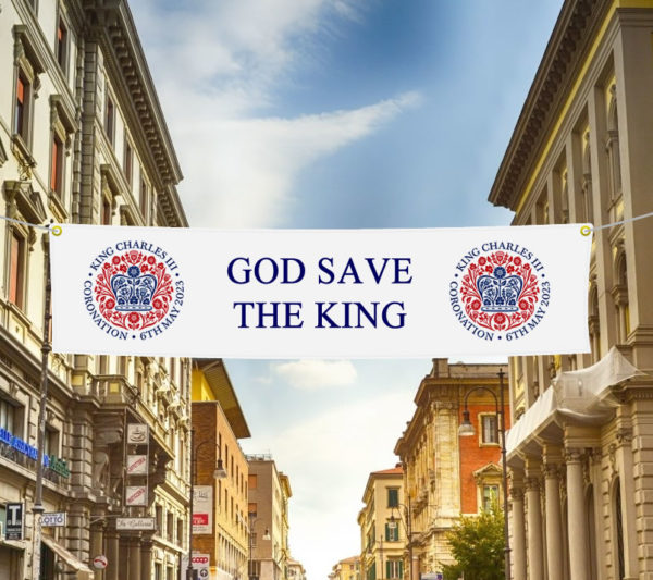 PVC Banner God Save the King Emblem