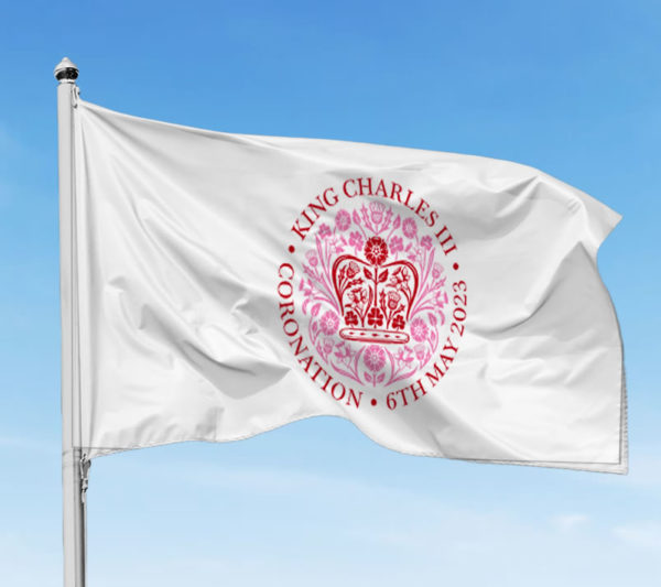 Flag with Coronation Emblem - Pink