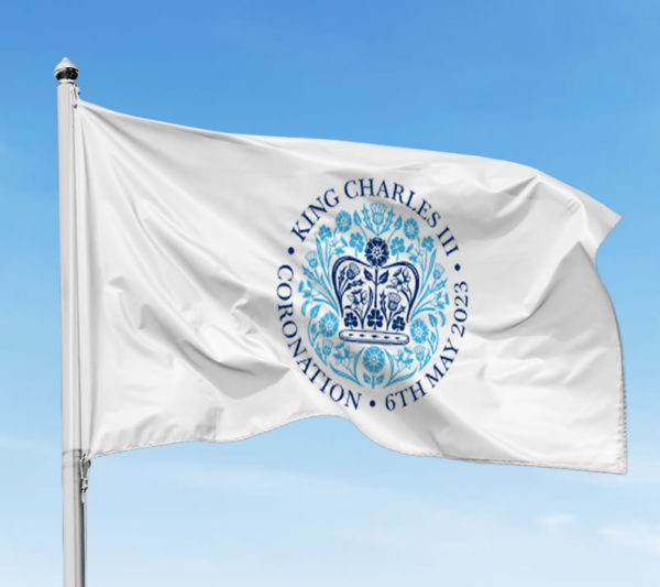 Flag with Coronation Emblem - Blue