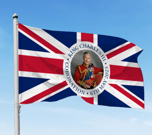 Union Jack Flag with King Charles