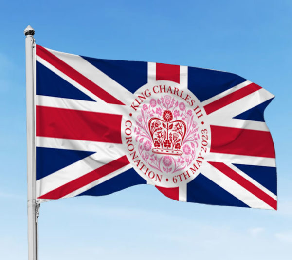 Union Jack Flag with Pink Emblem