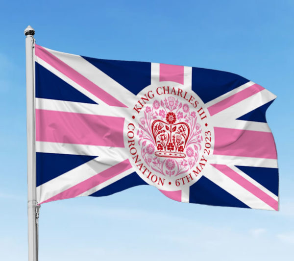 Pink Union Jack Flag with Pink Emblem